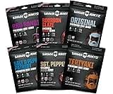 SAVAGE Bacon Jerky and Beef Jerky Variety - Salt & Pepper Patriot, Teriyaki, BBQ Bandit, Original, Bourbon Glaze, Sgt...