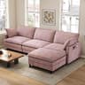 102" L-Shaped Modular Sectional Sofa, 3-Seater Cloud Couch with Movable Ottoman, Deep Seat Chenille Upholstery, USB &...