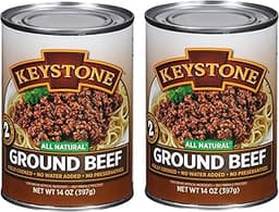 Keystone Meats All Natural Heat and Serve Ground Beef 14 Oz Fully Cooked Canned Meat Shelf Stable Emergency Survival ...