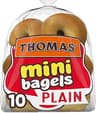 Thomas' Plain Mini Bagels, 10 Pre-Sliced Mini Bagels with No High Fructose Corn Syrup, 15 Oz Bag