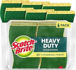 Scotch-Brite Heavy Duty Scrub Sponge, 6 Pack | Kitchen Sponges for Cleaning Home, Bathroom, Effective + Gentle Dish S...
