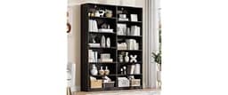 Odeekea 6 Tier Open Shelves Bookcase, Black Book Case with 12 Open Shelves, Freestanding Display Storage Shelves, Hom...