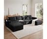 139" Boneless Couches for Living Room - Modular Sectional Sofa (Black) | U Shaped Oversized Deep Seat High Back Cordu...