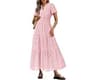 PRETTYGARDEN Women's Summer Hollow Out Eyelet Maxi Dress | Boho Dresses, Smocked Waist, Short Sleeve, V Neck, A-Line,...