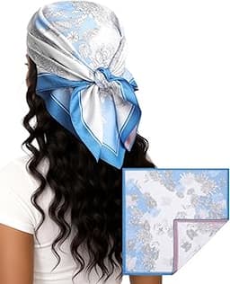 AWAYTR 27.5” Head Scarf for Women - Reversible Like Silk Scarf Satin Hair Bandanas Women Headscarf Head Wrap Sleep Sc...