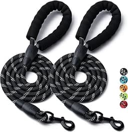 2 Pack Dog Leash, 4/5//6 FT Heavy Duty Nylon Rope Pet Leashes with Comfortable Padded Handle, Reflective Dog Leashes ...