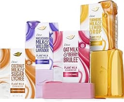 Dove Plant Milk Cleansing Bar Soap Variety Pack 4 for Moisturized Skin, with Gentle Cleansers, No Sulfate Cleansers o...