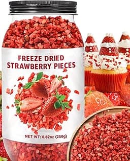 Premium Freeze Dried Strawberries Pieces - 8.82oz 100% Natural Sweet Frozen Strawberrys, No Gluten & No Allergen, Dry...