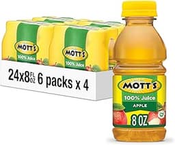 Mott's 100% Original Apple Juice, 8 Fl Oz Bottles, 24 Count (4 Packs Of 6), 2 Servings Of Fruit, 100% Fruit Juice, Gl...