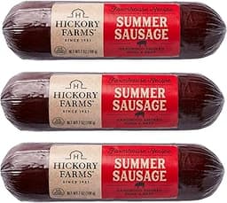 Hickory Farms Farmhouse Summer Sausage 3-Pack, 7 ounces each | Great for Snacking, Entertaining, Charcuterie, Ready t...