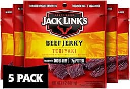 Jack Link's Teriyaki Beef Jerky Multipack - (5 Pack) 0.625 oz Bags - Ready to Eat Real Meat Protein Snacks - 7g Prote...