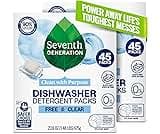 Seventh Generation Dishwasher Detergent Packs Free & Clear Pack of 2 for sparkling dishes Dishwasher tabs 45 count