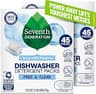 Seventh Generation Dishwasher Detergent Packs, Free & Clear, 45 Count, Pack of 2, Plant Powered Cleaning, Fights Grea...