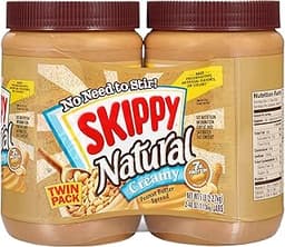 SKIPPY Natural Peanut Butter Creamy Twin Pack, 40 Ounces, Pack of 2