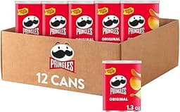 Pringles Potato Crisps Chips, Lunch Snacks, Office and Kids Snacks, Grab N' Go, Original (12 Cans)