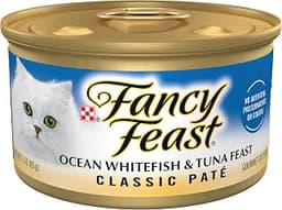 Purina Fancy Feast Classic Pate, Ocean Whitefish & Tuna, 3 oz cans, 24-Pack | Crafted with real ocean whitefish & tun...