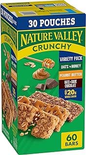 Nature Valley Crunchy Granola Bars, Value Pack, 60 Bars, 44.7 OZ Count (30 Pouches)