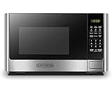 BLACK+DECKER Digital Microwave Oven with Turntable Push-Button Door, Child Safety Lock, Stainless Steel, 0.9 Cu Ft