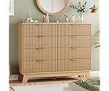 Fluted Dresser for Bedroom with 8 Drawers, 48" Wide Modern Chest of Drawers with Metal Handle, Wooden Dresser TV Stan...