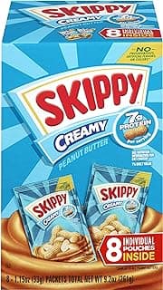 SKIPPY Creamy Peanut Butter Individual Squeeze Packs, 1.15 oz (64 Individual Peanut Butter Packets)