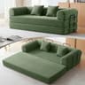 79" Convertible Futon Sofa Bed, Boneless Couch for Living Room (Green) | Corduroy Boneless Loveseat Sleeper Sofa, Mod...