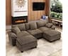 MIXPATIO 123-Inch U Shaped Sectional Sofa with Cloud Cushions, Deep Seat Modular Couch Set w/ 5 Seats & 2 Ottomans, R...