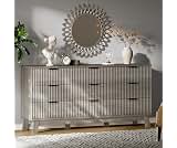 Xixini Fluted Dresser with 9 Drawers, 63" Wide Wood Chest of Drawers with Metal Handle, Wooden Dresser TV Stand, Mode...