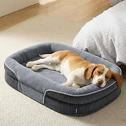 Bedsure Orthopedic Dog Beds Large Sized Dog - 360° Oval Bolster Large Dogs Bed for Senior Dogs with Waterproof Washab...