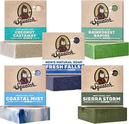 Dr. Squatch Natural Men’s Bar Soap - Cold Process Body Soap Bar with Natural Oils - Gifts for Men - Coastal Mist, Fre...