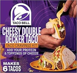 Taco Bell Cheesy Double Decker Taco Dinner Kit with 6 Soft Tortillas, 6 Crunchy Taco Shells, Velveeta Cheese Sauce & ...