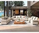SUNSHINE VALLEY 3 Piece Living Room Sofa Furniture Set, Corduroy Modular 2 Loveseat and 3-Seat Couch with Pillow, Ove...