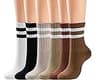 BomKinta Womens Striped Crew Socks - Retro Above Ankle Cotton Sock - Casual Cozy Athletic Style Socks Gifts Size 5-10