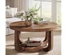 Tribesigns Round Coffee Table, 2-Tier Circle Coffee Table with Storage, Modern Wooden Accent Center Table for Living ...
