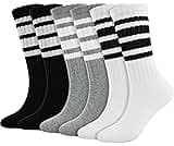 BomKinta Striped Crew Socks Women - Retro Novelty Socks - Stretchy Casual Athletic Cotton Gifts Sock Size 5-10