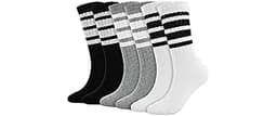 BomKinta Striped Crew Socks Women - Retro Novelty Socks - Stretchy Casual Athletic Cotton Gifts Sock Size 5-10