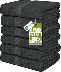 Utopia Towels 6 Pack Medium Bath Towel Set, 24 by 48 Inches, 500 GSM 100% Ring Spun Cotton, Lightweight and Highly Ab...