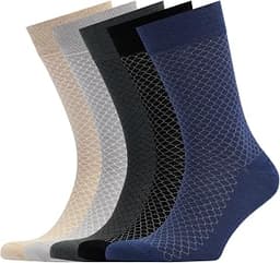 VRD SOCKS VRD Mens Dress Socks Bamboo Rayon 5-Pack Crew Socks Mid-Calf Length Fits Shoe Size 8-13 Gift Box
