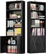IRONCK Tall Bookshelf 70 in, Bookcases with Doors, Set of 2, Vintage Black
