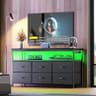 Huuger LED TV Stand for Bedroom, 47 Inch Dresser TV Stand for 43, 50, 55 Inch TV, Black TV Stand with Storage, Entert...