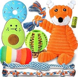 Zeaxuie 9 Pack Luxury Puppy Toys for Teething Small Dogs, Puppy Chew Toys with Cute Squeaky Dog Toys, Ball and More R...