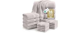 LANE LINEN Bath Towel Set 100% Cotton 16 Piece Soft Absorbent - Platinum | Soft & Absorbent Towel Set, Ring-Spun, Ide...