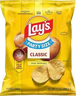 Lay's Classic Potato Chips Snacks, Gluten Free Chips, Party Size, 13oz Bag