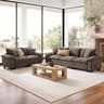 SUNSHINE VALLEY 2-Piece Sofa Set, Loveseat & 3-Seat Couch, Chenille Brown