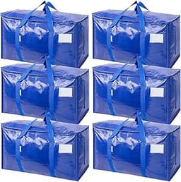 TICONN 6 Pack Extra Large Moving Bags Heavy Duty with Zippers & Carrying Handles, Durable Storage Bags Moving Boxes f...