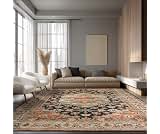Ruaruarug Washable Area Rug 8×10 for Living Room, Ultra Soft, Maroon | Non Slip, Easy to Clean, Water Repellent, Pet ...