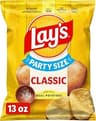Lay's Classic Potato Chips Snacks, Gluten Free Chips, Party Size, 13oz Bag