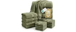 LANE LINEN Large Bath Towel Set Absorbent Quick Dry 100% Cotton - Oil Green | Cotton Bath Towels, Soft & Durable, Rin...