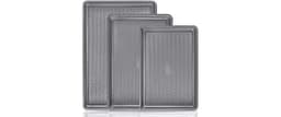 HONGBAKE 3 Pack Nonstick Ceramic Baking Sheet Pan Set for Oven, Non-Toxic Half/Quarter/Jelly Roll Pans with Diamond T...