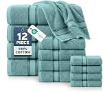 LANE LINEN Bath Towel Set 100% Cotton 12 Piece Soft Absorbent - Teal | Oeko-Tex Bath Towels - Zero-Twist Cotton, Terr...