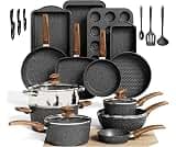 DishDelight 30 Pcs Pots and Pans Set Non Stick, Granite Induction Cookware | Compatible with all cooktops, 100% PFOA,...